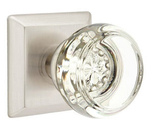 GEORGETOWN GLASS (GT) PRIVACY (BED/BATH) KNOB WITH 2-3/8" BACKSET AND 1/4" ROUND FACEPLATE AND STRIKEPLATE