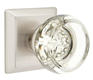 GEORGETOWN GLASS (GT) PASSAGE (HALL/CLOSET) KNOB WITH 2-3/8" BACKSET AND 1/4" ROUND FACEPLATE AND STRIKEPLATE