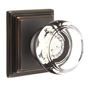 GEORGETOWN GLASS (GT) PASSAGE (HALL/CLOSET) KNOB WITH 2-3/8" BACKSET AND 1/4" ROUND FACEPLATE AND STRIKEPLATE