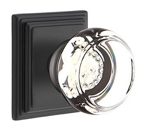 GEORGETOWN GLASS (GT) PASSAGE (HALL/CLOSET) KNOB WITH 2-3/8" BACKSET AND 1/4" ROUND FACEPLATE AND STRIKEPLATE