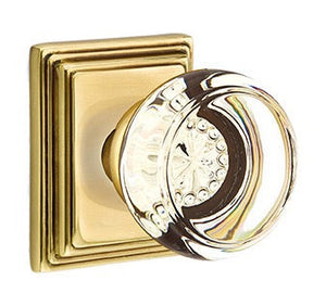 GEORGETOWN GLASS (GT) PRIVACY (BED/BATH) KNOB WITH 2-3/8" BACKSET AND 1/4" ROUND FACEPLATE AND STRIKEPLATE