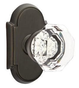 OLD TOWN GLASS (OT) PASSAGE (HALL/CLOSET) KNOB WITH 2-3/8" BACKSET AND 1/4" ROUND FACEPLATE AND STRIKEPLATE