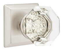 Load image into Gallery viewer, OLD TOWN GLASS (OT) PRIVACY (BED/BATH) KNOB WITH 2-3/8&quot; BACKSET AND 1/4&quot; ROUND FACEPLATE AND STRIKEPLATE
