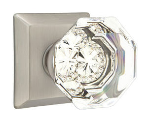 OLD TOWN GLASS (OT) PRIVACY (BED/BATH) KNOB WITH 2-3/8" BACKSET AND 1/4" ROUND FACEPLATE AND STRIKEPLATE