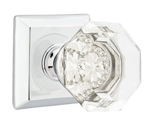 OLD TOWN GLASS (OT) PRIVACY (BED/BATH) KNOB WITH 2-3/8" BACKSET AND 1/4" ROUND FACEPLATE AND STRIKEPLATE