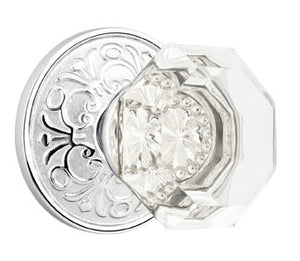 OLD TOWN GLASS (OT) PASSAGE (HALL/CLOSET) KNOB WITH 2-3/8" BACKSET AND 1/4" ROUND FACEPLATE AND STRIKEPLATE