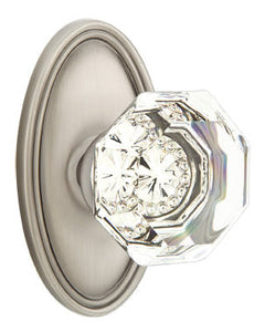 OLD TOWN GLASS (OT) PRIVACY (BED/BATH) KNOB WITH 2-3/8" BACKSET AND 1/4" ROUND FACEPLATE AND STRIKEPLATE