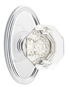 OLD TOWN GLASS (OT) PRIVACY (BED/BATH) KNOB WITH 2-3/8" BACKSET AND 1/4" ROUND FACEPLATE AND STRIKEPLATE