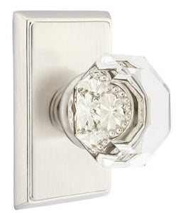 OLD TOWN GLASS (OT) PASSAGE (HALL/CLOSET) KNOB WITH 2-3/8" BACKSET AND 1/4" ROUND FACEPLATE AND STRIKEPLATE