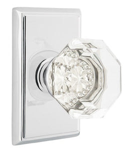 OLD TOWN GLASS (OT) PASSAGE (HALL/CLOSET) KNOB WITH 2-3/8" BACKSET AND 1/4" ROUND FACEPLATE AND STRIKEPLATE