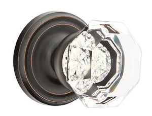 OLD TOWN GLASS (OT) PASSAGE (HALL/CLOSET) KNOB WITH 2-3/8" BACKSET AND 1/4" ROUND FACEPLATE AND STRIKEPLATE