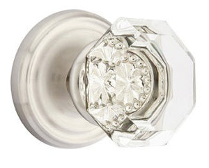OLD TOWN GLASS (OT) PRIVACY (BED/BATH) KNOB WITH 2-3/8" BACKSET AND 1/4" ROUND FACEPLATE AND STRIKEPLATE