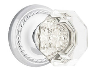 OLD TOWN GLASS (OT) PRIVACY (BED/BATH) KNOB WITH 2-3/8" BACKSET AND 1/4" ROUND FACEPLATE AND STRIKEPLATE