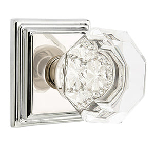 OLD TOWN GLASS (OT) PRIVACY (BED/BATH) KNOB WITH 2-3/8" BACKSET AND 1/4" ROUND FACEPLATE AND STRIKEPLATE