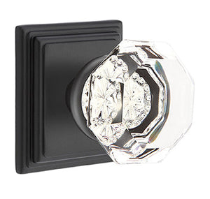 OLD TOWN GLASS (OT) PRIVACY (BED/BATH) KNOB WITH 2-3/8" BACKSET AND 1/4" ROUND FACEPLATE AND STRIKEPLATE