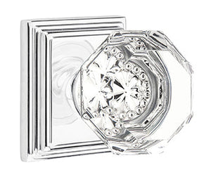 OLD TOWN GLASS (OT) PRIVACY (BED/BATH) KNOB WITH 2-3/8" BACKSET AND 1/4" ROUND FACEPLATE AND STRIKEPLATE
