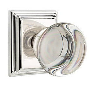 PROVIDENCE GLASS (PC) PRIVACY (BED/BATH) KNOB WITH 2-3/8" BACKSET AND 1/4" ROUND FACEPLATE AND STRIKEPLATE