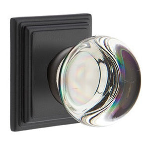 PROVIDENCE GLASS (PC) PRIVACY (BED/BATH) KNOB WITH 2-3/8" BACKSET AND 1/4" ROUND FACEPLATE AND STRIKEPLATE