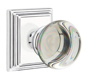 PROVIDENCE GLASS (PC) PRIVACY (BED/BATH) KNOB WITH 2-3/8" BACKSET AND 1/4" ROUND FACEPLATE AND STRIKEPLATE