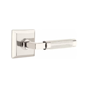 L-SQUARE KNURLED (LS.KN) PASSAGE (HALL/CLOSET) LEVER WITH 2-3/8" BACKSET AND 1/4" ROUND FACEPLATE AND STRIKEPLATE