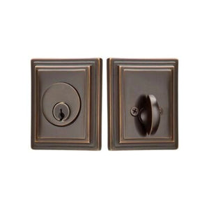 WILSHIRE DEADBOLT WITH 2-3/8" BACKSET AND 1/4" ROUND FACEPLATE AND STRIKEPLATE