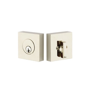 SQUARE DEADBOLT WITH 2-3/8" BACKSET AND 1/4" ROUND FACEPLATE AND STRIKEPLATE