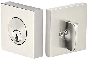 SQUARE DEADBOLT WITH 2-3/8" BACKSET AND 1/4" ROUND FACEPLATE AND STRIKEPLATE