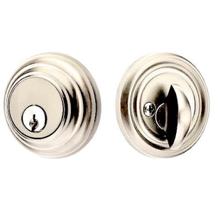 LOW PROFILE DEADBOLT WITH 2-3/8" BACKSET AND 1/4" ROUND FACEPLATE AND STRIKEPLATE