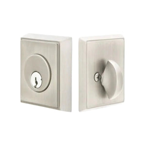RECTANGULAR DEADBOLT WITH 2-3/8" BACKSET AND 1/4" ROUND FACEPLATE AND STRIKEPLATE