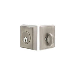 RECTANGULAR DEADBOLT WITH 2-3/8" BACKSET AND 1/4" ROUND FACEPLATE AND STRIKEPLATE