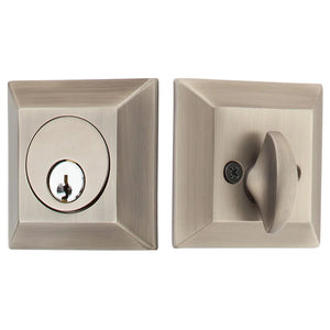 QUINCY DEADBOLT WITH 2-3/8" BACKSET AND 1/4" ROUND FACEPLATE AND STRIKEPLATE