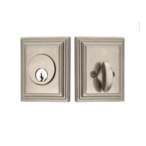WILSHIRE DEADBOLT WITH 2-3/8" BACKSET AND 1/4" ROUND FACEPLATE AND STRIKEPLATE