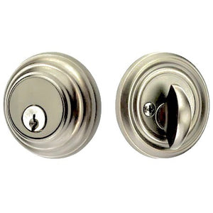 LOW PROFILE DEADBOLT WITH 2-3/8" BACKSET AND 1/4" ROUND FACEPLATE AND STRIKEPLATE