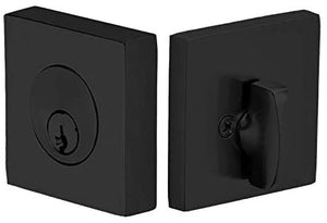 SQUARE DEADBOLT WITH 2-3/8" BACKSET AND 1/4" ROUND FACEPLATE AND STRIKEPLATE