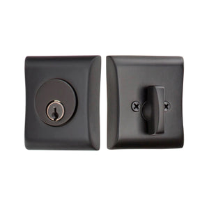 NEOS DEADBOLT WITH 2-3/8" BACKSET AND 1/4" ROUND FACEPLATE AND STRIKEPLATE