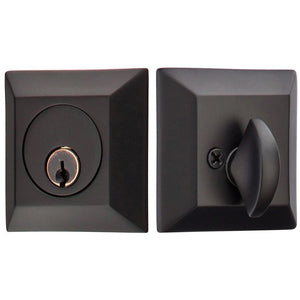 QUINCY DEADBOLT WITH 2-3/8" BACKSET AND 1/4" ROUND FACEPLATE AND STRIKEPLATE