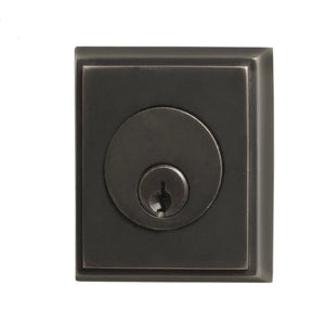 RECTANGULAR DEADBOLT WITH 2-3/8" BACKSET AND 1/4" ROUND FACEPLATE AND STRIKEPLATE