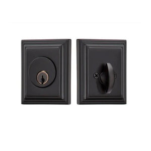 WILSHIRE DEADBOLT WITH 2-3/8" BACKSET AND 1/4" ROUND FACEPLATE AND STRIKEPLATE