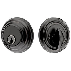 LOW PROFILE DEADBOLT WITH 2-3/8" BACKSET AND 1/4" ROUND FACEPLATE AND STRIKEPLATE