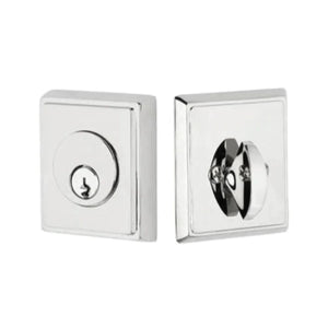 RECTANGULAR DEADBOLT WITH 2-3/8" BACKSET AND 1/4" ROUND FACEPLATE AND STRIKEPLATE