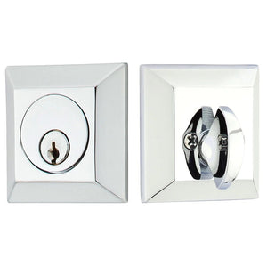 QUINCY DEADBOLT WITH 2-3/8" BACKSET AND 1/4" ROUND FACEPLATE AND STRIKEPLATE