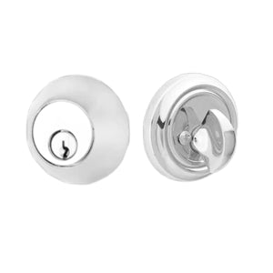 REGULAR DEADBOLT WITH 2-3/8" BACKSET AND 1/4" ROUND FACEPLATE AND STRIKEPLATE