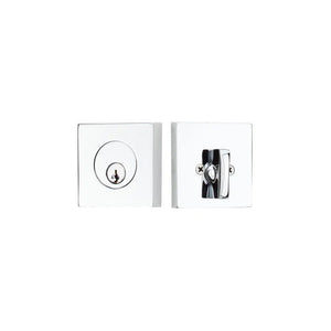 SQUARE DEADBOLT WITH 2-3/8" BACKSET AND 1/4" ROUND FACEPLATE AND STRIKEPLATE
