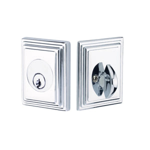 WILSHIRE DEADBOLT WITH 2-3/8" BACKSET AND 1/4" ROUND FACEPLATE AND STRIKEPLATE