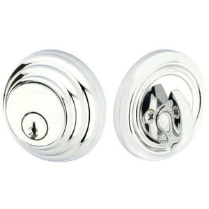 LOW PROFILE DEADBOLT WITH 2-3/8" BACKSET AND 1/4" ROUND FACEPLATE AND STRIKEPLATE