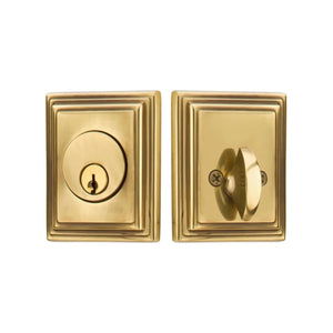 WILSHIRE DEADBOLT WITH 2-3/8" BACKSET AND 1/4" ROUND FACEPLATE AND STRIKEPLATE