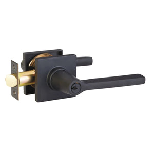 HELIOS (HLO) KEY IN LEVER SINGLE CYLINDER SQUARE ROSETTE (5122) LOCKSET IN WITH 2-3/8" BACKSET AND 1/4" ROUND FACEPLATE AND STRIKEPLATE