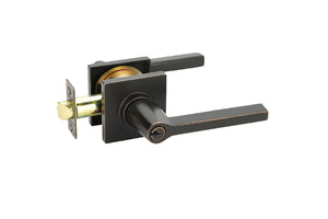 HELIOS (HLO) KEY IN LEVER SINGLE CYLINDER SQUARE ROSETTE (5122) LOCKSET IN WITH 2-3/8" BACKSET AND 1/4" ROUND FACEPLATE AND STRIKEPLATE