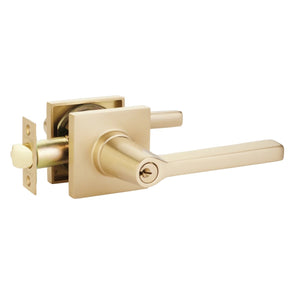 HELIOS (HLO) KEY IN LEVER SINGLE CYLINDER SQUARE ROSETTE (5122) LOCKSET IN WITH 2-3/8" BACKSET AND 1/4" ROUND FACEPLATE AND STRIKEPLATE