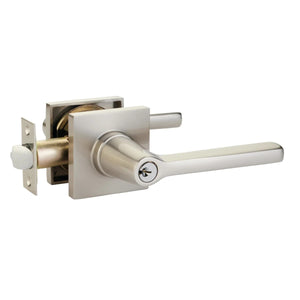 HELIOS (HLO) KEY IN LEVER SINGLE CYLINDER SQUARE ROSETTE (5122) LOCKSET IN WITH 2-3/8" BACKSET AND 1/4" ROUND FACEPLATE AND STRIKEPLATE